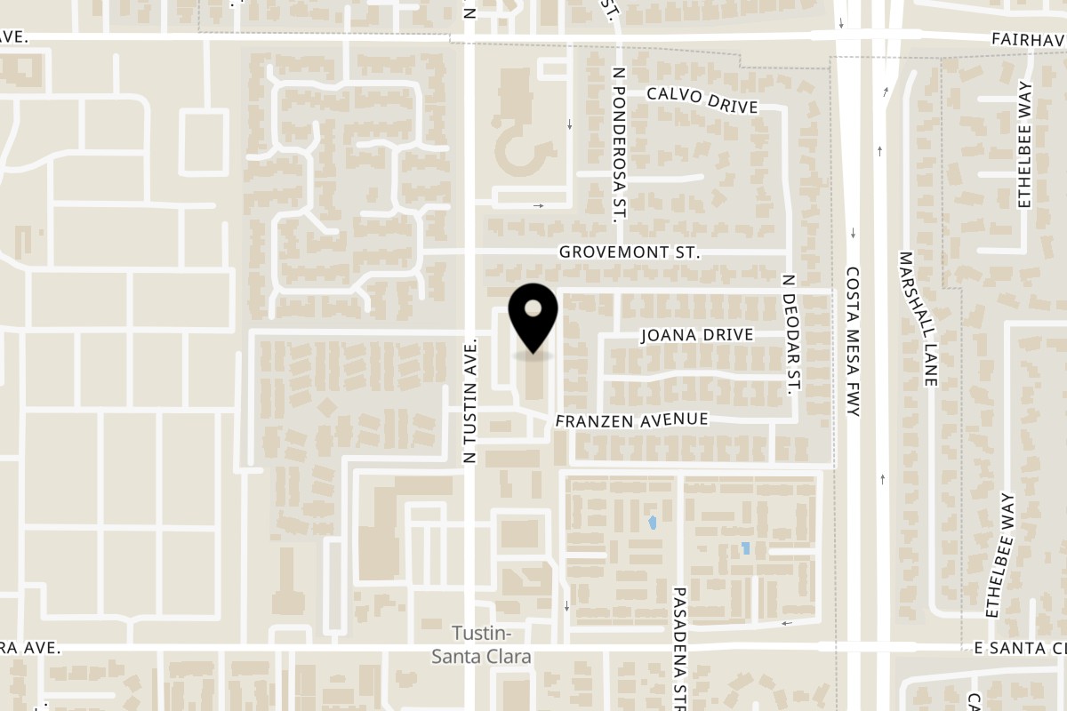 Map showing the location of Sal's Tacos a la Mexicana on 2431 N Tustin Ave in Santa Ana